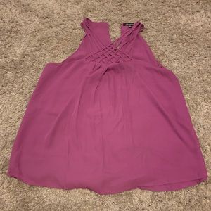 Purple criss-cross neck tank top